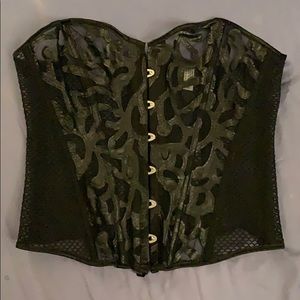 Black mesh sheer corset with boning